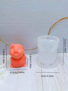 1个兔子与花朵硅胶蜡烛模具 DIY香薰蜡石膏扩散器家居装饰配件 - 白色 - 查看 6