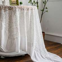 1 pieza Mantel de alta gama con patrón de hojas de encaje, adecuado para gabinete de mesita de noche, mesa de café, lavadora, refrigerador, fundas de sofá, decoración del hogar, días festivos, etc. - Blanco - Ver 4