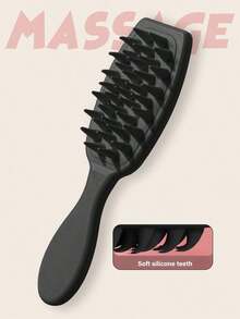 1pcs Shampoo Brush Scalp Massager Comb, Silicone Hair Scrubber With Long Handle For Hair Growth And Dandruff Removal, For Home Use Hair Brush Comb( Black ) ,Hair Styling Tools Hair Accessories - 黑色-1pc - 查看 5