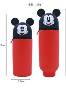 Stitch Silicone Pencil Case - 2-In-1 Telescopic Pen Pouch & Stand Up Pencil Holder, Cute Cartoon Stationery For School & Office - Blue/Multicolor - View 6