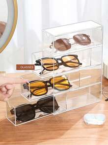 3/4/5/6 Tier Transparent Fashion Glasses Display Stand With Dust Cover Options - Clear - View 4