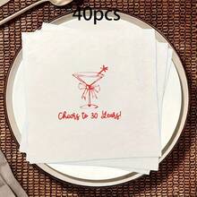 20pcs/40pcs/60pcs,Disposable Napkins With Cocktail Glass And Bowtie Design | 2-Ply Cheers To 30 Years Paper Party Paper Tissues For Cocktail Parties And 30th Birthday Celebrations, Multi-Functional Party Accessories - View 7