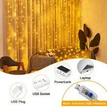 3 Meters X 3 Meters 300 LED String Lights, 8 Modes, USB Powered, Suitable For Indoor/Outdoor, Room, Wall, Wedding, Party, Christmas Decor - Multicolor - View 8