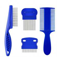 4件套专业除虱除蚤梳套装，密齿梳子套装，去屑梳子套装，除虱刷美发造型工具套装 - 彩色 - 查看 3