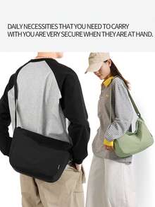 1pc New Casual Nylon Shoulder Tote Bag, Unisex Design, Minimalist, Large Capacity, Commuter Crossbody Bag - Multicolor - View 3