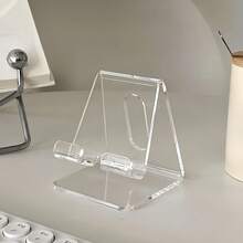 1pc Multi-Piece Boxed Desk Phone Stand - Non-Slip Base & Charging-Compatible With Smartphones/Tablets, Adjustable For Books/Journals, Compatible With Office Use, Space-Saving Phone Holder - Transparent - View 4