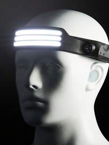 1pc Rechargeable COB Headlamp, Type-C Interface, Wide-Angle Sensor, Waterproof Hands-Free Operation, Multiple Modes, Suitable For Camping, Running, Cycling And Fishing - Black - View 3