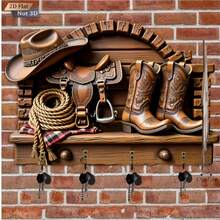 2D flach, 1 Stück Weihnachts-Holz-Multifunktions-Schlüsselhalter Haken (30 cm x 23 cm), mit 4 Metallhaken, Wanddekoration, Veranda-Dekoration, Raumdekoration, Villa-Dekoration, ganzjährige Heimdekoration - Verschiedenfarbig - Übersicht 9