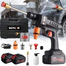 Pistola de agua de alta presión 21V inalámbrica, limpiador portátil para coche, terraza y ventanas - Tipo de Enchufe B USA (110-127V) - Ver 6