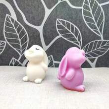 1个眯眼兔子硅胶蜡烛模具，DIY眯眼兔子香氛石膏扩香石家居装饰硅胶模具 - 白色 - 查看 5