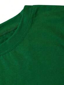 Shiny Clover Pattern Leopard Print "LUCKY" Letter Print + Small Size Short Sleeve Women's Top + Plus Size Short Sleeve Women's Top + Fashion Round Neck T-Shirt, Spring Summer Women's Top-Valentine Gift ST Patrick' S Day - 綠色 - 查看 5