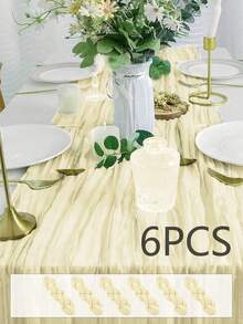 10pcs Nude Color Sheer Table Runners, 20x120 Inch Sheer Fabric Table Flags, 10ft Nude Color Table Runners For Wedding Birthday Party Baby Shower Dining Table Decor - Beige - View 23