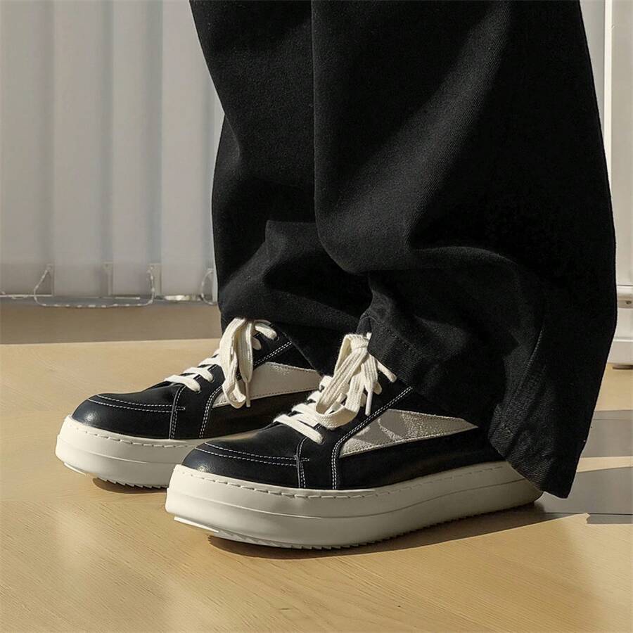 Men's Niche Thick-Soled Sneakers In Black And White, Simple, Stylish, Versatile, And With A High-End Feel, Casual Sneakers - Kích cỡ nam 1101 - Xem 1