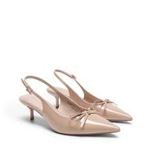 Women's Slingback Kitten Heels Pumps Pointed Toe Bow Dress Shoes For Party Wedding - 杏色 - 查看 7