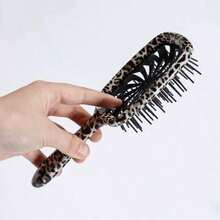 Salon-Grade Leopard Print Massage Comb With Anti-Static Hair-Protecting Strands; Suitable For Home Use And Salon Use. - Multicolor - View 5