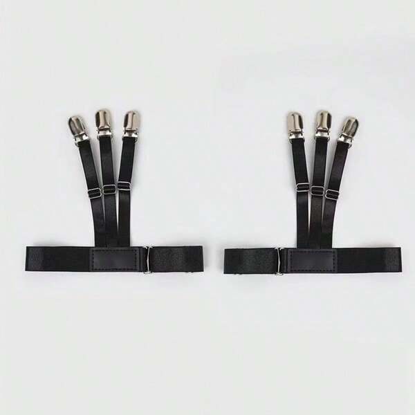 1 Pair Unisex Tactical Shirt Stays – 3-Clips Adjustable Garter Straps For Wrinkle-Free Tucking | Edgy Punk & Streetwear Fashion Accessory For Men & Women (Business To Club)