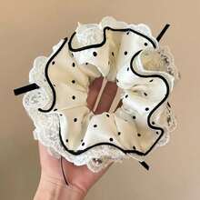 1个蕾丝波点发圈，高端公主风垂坠发绳，大号弹力发带，汽车浴室发饰，发圈，马尾辫发圈，橡皮筋发带，节日派对必备 - 彩色 - 查看 6