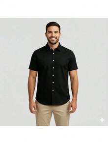 Kit Camisa Slim Fit Masculina Gola Italiana 2 Unidades - Caqui - Visão 4