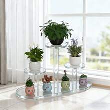 Large Display Stand, Acrylic Multi-Tier Plant Rack, Adjustable Pedestal Combination - Desktop Riser, Retail - Space-Saving For Windowsill, Tabletop, Garden And Living Room | Move Your Greenery Anywhere - View 4