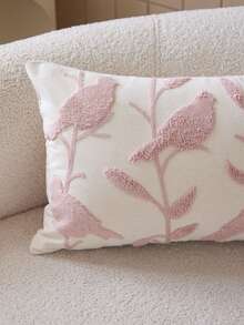LCUHPCL 1pc Spring/Summer Charming 3D Embroidered Bird & Tree Decorative Pillow Cover, Suitable For Living Room, Bedroom, Party, Sofa And Various Environments - Pink - View 11