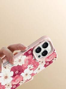 花朵图案时尚INS风精致粉白花卉液态硅胶软手机壳，防震保护，兼容 11/12/13/14/14Plus/15/15Plus/16/16Plus/7/8Plus/17/17Pro - 彩色 - 查看 5