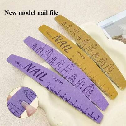 2 Pieces Of Washable And Wear-Resistant Nail File Strips. A Ruler With Markings And Nail-Shaped Nail File. Cemented Carbide Nail File Tool