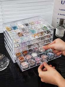 1pc Multi-Layer Acrylic Transparent Fashion Practical Multi-Function Nail Rhinestone Decoration Storage Box, Suitable For Rings, Earrings, Necklaces, Bracelets And Other Jewelry ,Room Decor - Multicolor - View 8
