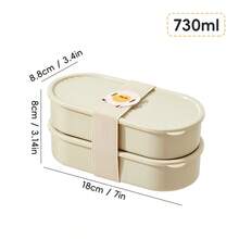 2pcs/Set 730ML Stackable Plastic Divided Lunch Box, Portable Reusable Oval Bento Box With Cute Cartoon Straps, Fruit Salad Food Storage Container For Meal Prep & Portion Control, Microwave Lunch Container, Suitable For Student And Adult Use In Home, School, Dorm, Office, Outdoor Camping, Picnic,Travel, Bakc To School - Multicolor - View 14