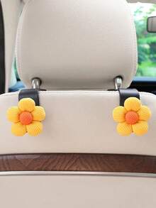 2pcs Car Hook Multifunctional Elegant Small Flower Backrest Storage Car Interior Supplies - 米色五瓣花 - 查看 6