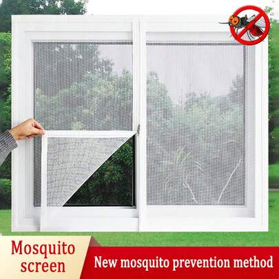 1pc White Self-Adhesive Mosquito Net Screen, Easy Installation Without Drilling, High Permeability & Effective Anti-Mosquito, Dust-Proof Mesh, Zipper Window Screen, Pet Friendly, Suitable For Bedroom, Kitchen, Balcony