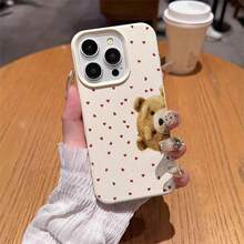 1个TPU复古软胶可爱小熊爱心图案手机壳，兼容 17 Pro Max/17/16 Pro Max/15/13/12/11、S20 FE/A15/S24/A55、Note 11/12/13 Pro，全包防震软壳 - 白色 - 查看 4