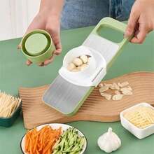 Juego de rallador de verduras multifuncional y rebanador de mandolina: cuchilla de acero inoxidable para cortar y moler manualmente con protector de  , un elemento esencial de cocina para preparar verduras, frutas, queso y otros ingredientes. - verde menta - Ver 1