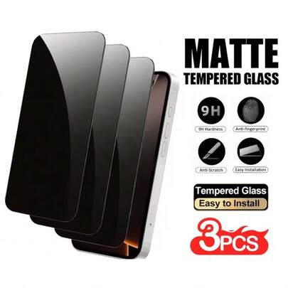 3pcs Matte Privacy Tempered Glass Screen Protector Set, Compatible With Apple 16/16 Pro/16 Plus, 17 Pro Max, 15/15 Pro/15 Plus