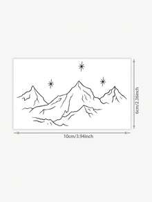 1张时尚防水极简山脉轮廓临时纹身贴纸，星空雪山设计，锁骨肩颈优雅贴纸，适合人群 - 黑色 - 查看 6
