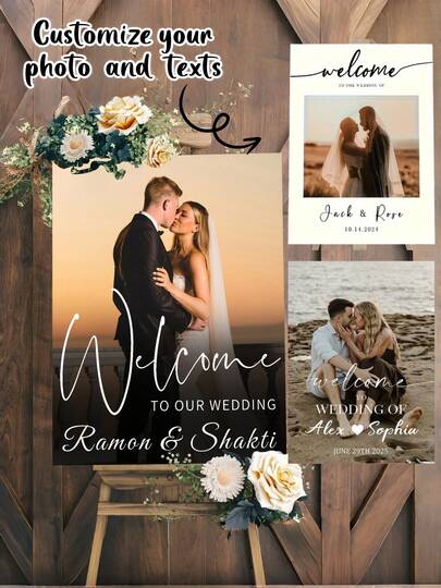 Bảng chào mừng đám cưới cá nhân hóa - Bảng trưng bày ảnh cô dâu chú rể tùy chỉnh với tên và ngày tháng, trang trí đám cưới trang nhã cho lễ cưới và tiệc chiêu đãi - Bền chắc, để bàn, không cần nguồn điện - Món quà lưu niệm đám cưới hoàn hảo