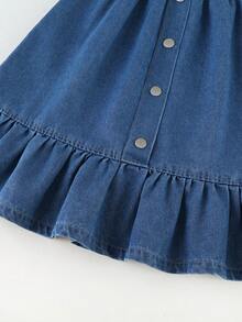 Tween Girls' Casual Vacation Street Fashion Sweet Loose Waist Vintage Washed Blue Denim A-Line Skirt, New Arrival - Medium Wash - View 6