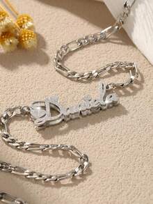 18k Stainless Steel Jewelry, Personalized Name Customization, Sandblasted Style, Double-Layer Necklace, Customized Jewelry, Including Gift Box, As Valentine's Day Gift, Daily Gift - Multicolor - View 8