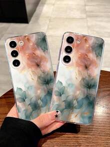 1个渐变扎染花卉图案透明软壳手机壳，兼容三星Galaxy A04e/12/A13/A14/A34/A50/A52/A53/A54/S21/S22/S23/S24/S25/S25 Ultra，国际版，非国内版 - 無色 - 查看 3
