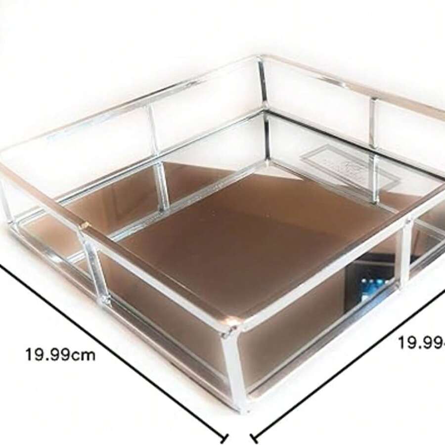 Biznest Square Silver Mirror Candle Tray Plate Wedding Table Decorative Mirror Tray 20CM - 查看 1