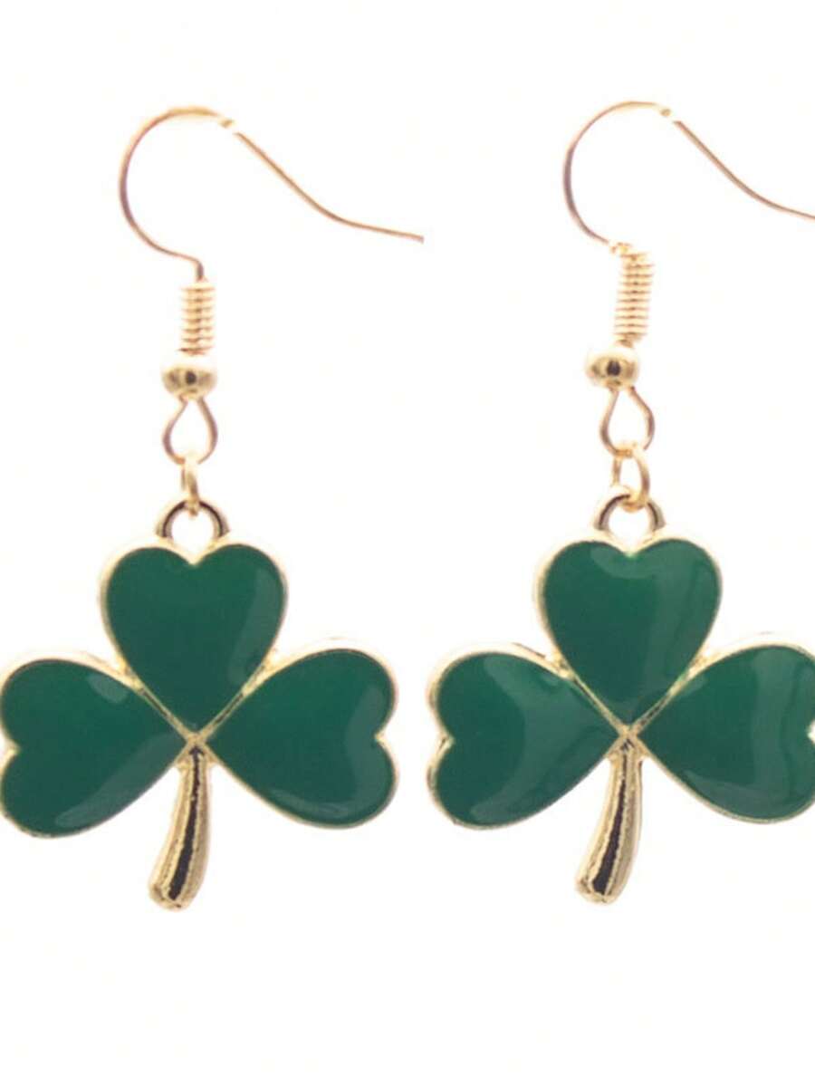 Bông tai hình cỏ ba lá bằng hợp kim kẽm tráng men xanh lá cây theo phong cách lễ hội Ireland châu Âu và Mỹ. - Loại bướm - Xem 1