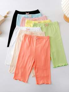 8 chiếc quần legging mỏng màu trơn có viền bèo cho bé gái, mềm mại, thoải mái, kiểu dáng tối giản, dễ phối đồ mặc hàng ngày, thích hợp cho mùa xuân và mùa thu. - Nhiều màu - Xem 12