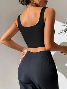Áo tank top nữ thiết kế theo yêu cầu. Thêm văn bản của riêng bạn (Tên/Câu nói/Câu châm ngôn/Ngày lễ/Số, v.v.) - màu đen - Xem 2