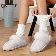 Women's Winter Slippers Cozy Plush Fleece Lined Moccasin Fluffy Detail Non Slip Platform Flat Sole - màu đen - Xem 5