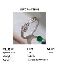 1 chiếc nhẫn vĩnh cửu thiết kế vô cực thanh lịch đính đá Cubic Zirconia, món quà lý tưởng cho người yêu, bạn bè vào ngày Valentine, Giáng sinh, Lễ Tạ ơn, Ngày của Mẹ, sinh nhật hoặc kỷ niệm. - Bạc - Xem 5