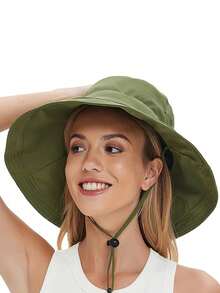 1顶女士遮阳帽，宽檐渔夫帽，防紫外线，带马尾辫孔设计，防水可折叠园艺渔夫帽 - 彩色 - 查看 13