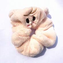 High Quality Elastic Cartoon Stray Dog "STAY" Curly Hair Scrunchie, Cartoon Embroidered Rabbit Fur Hair Tie, Korean Style - Multicolor - View 7