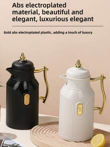1pc Large Capacity Thermal Carafe, Gold-Plated Style Tea/Coffee Pot, Hot Water Bottle, Press Button Glass Liner - Gold-plated - View 4