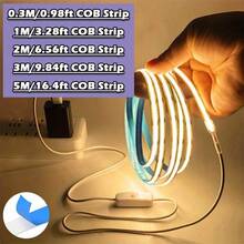 5V USB 低压 COB LED 灯条，高亮度高显色性无频闪，触摸控制器可调节亮度，背胶可裁剪，适用于书架、衣柜、客厅、楼梯和圣诞装饰。 - 白色 - 查看 7