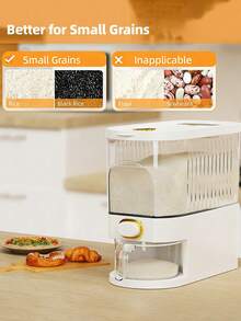 1pc Rice Dispenser, Large Grain Dry Grain Storage Container, Sealed Moisture-Proof Rice Storage Container With Measuring Cup, Suitable For Kitchen Food Storage Room Household Use - White - View 5