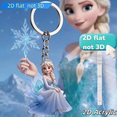 1pc Disney Elsa Princess 2D Acrylic Keychain, Warm And Elegant Hanging Decor, Holiday Gift, Car Key Chain, Backpack And Wallet Accessory, Official 2D Flat Decoration Showcasing Classic Character, Essential For Movie Fans, Suitable For Vehicles, Bags, Cars, Christmas Trees, Queen's Day And Birthdays, Fun Keychain Design | Durable Acrylic 2D Flat